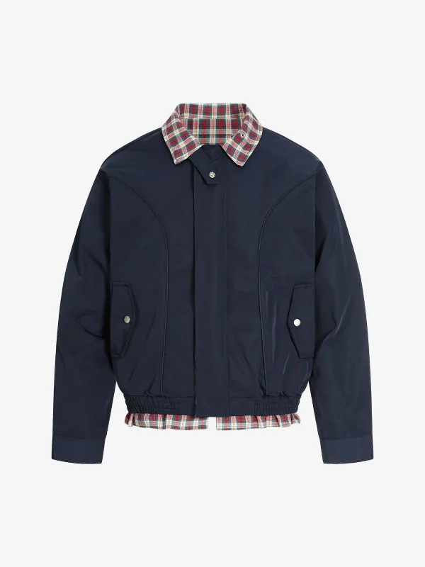 Faux Two-Piece Plaid Layered Workwear Jacket sold by Thesupermade