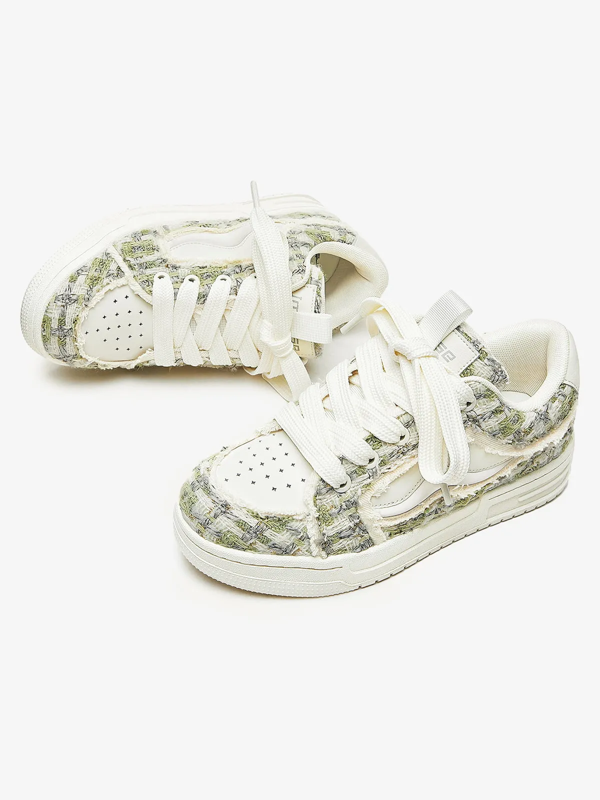 Vintage Tweed Patchwork Frayed Edge Chunky Sneakers sold by Thesupermade product image thumbnail 3