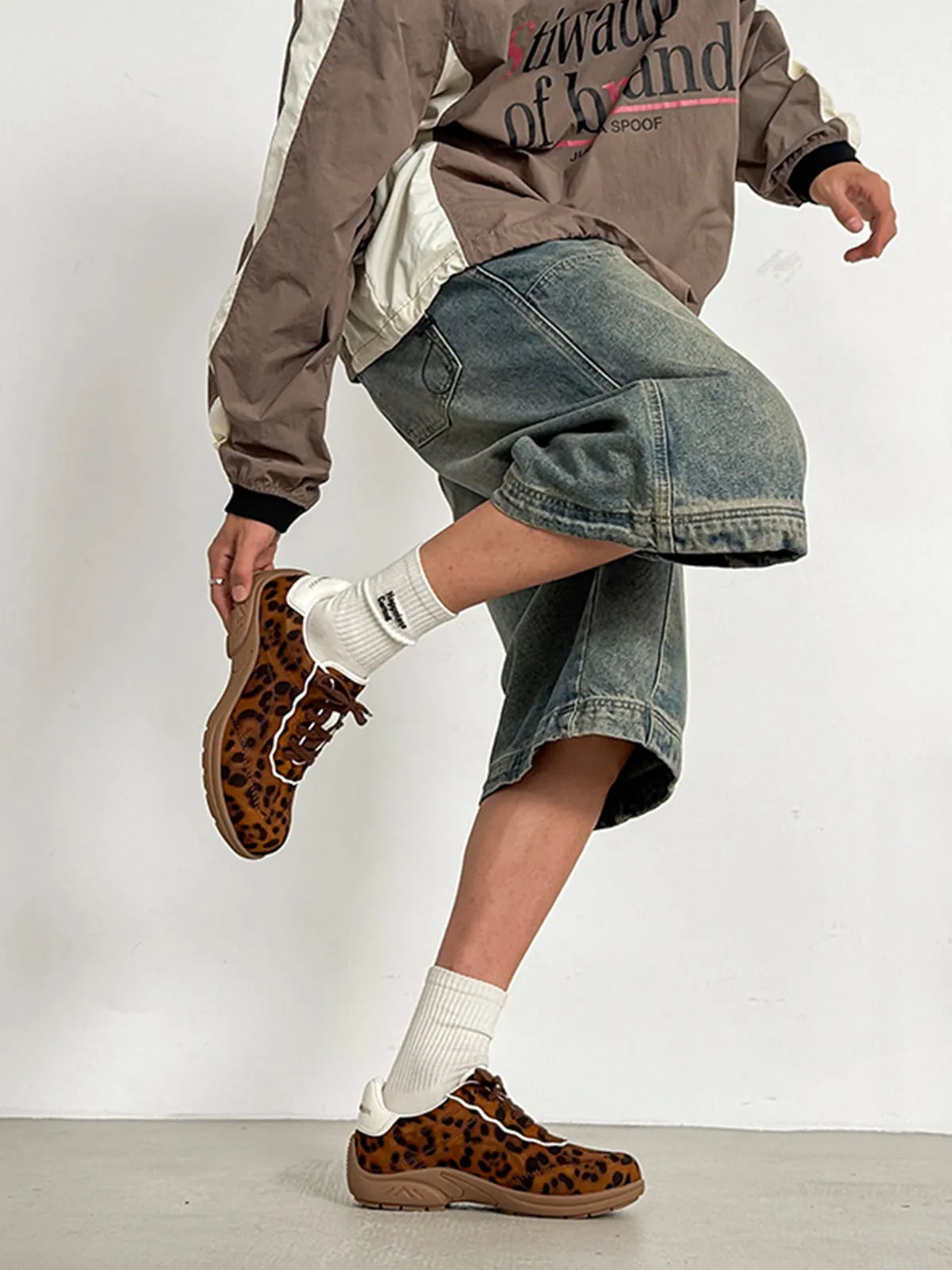 Retro Leopard Print Suede Racing Sneakers sold by Thesupermade product image thumbnail 2