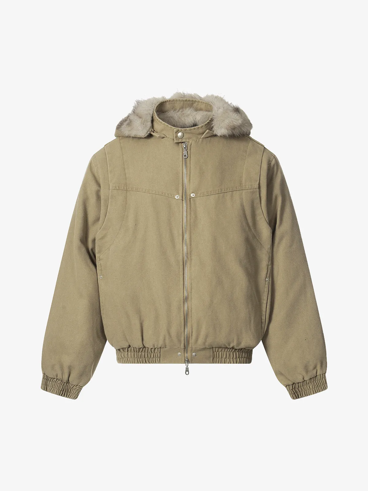 Street Outdoor Detachable Fur Collar Fleece Hooded Padded Jacket sold by Thesupermade