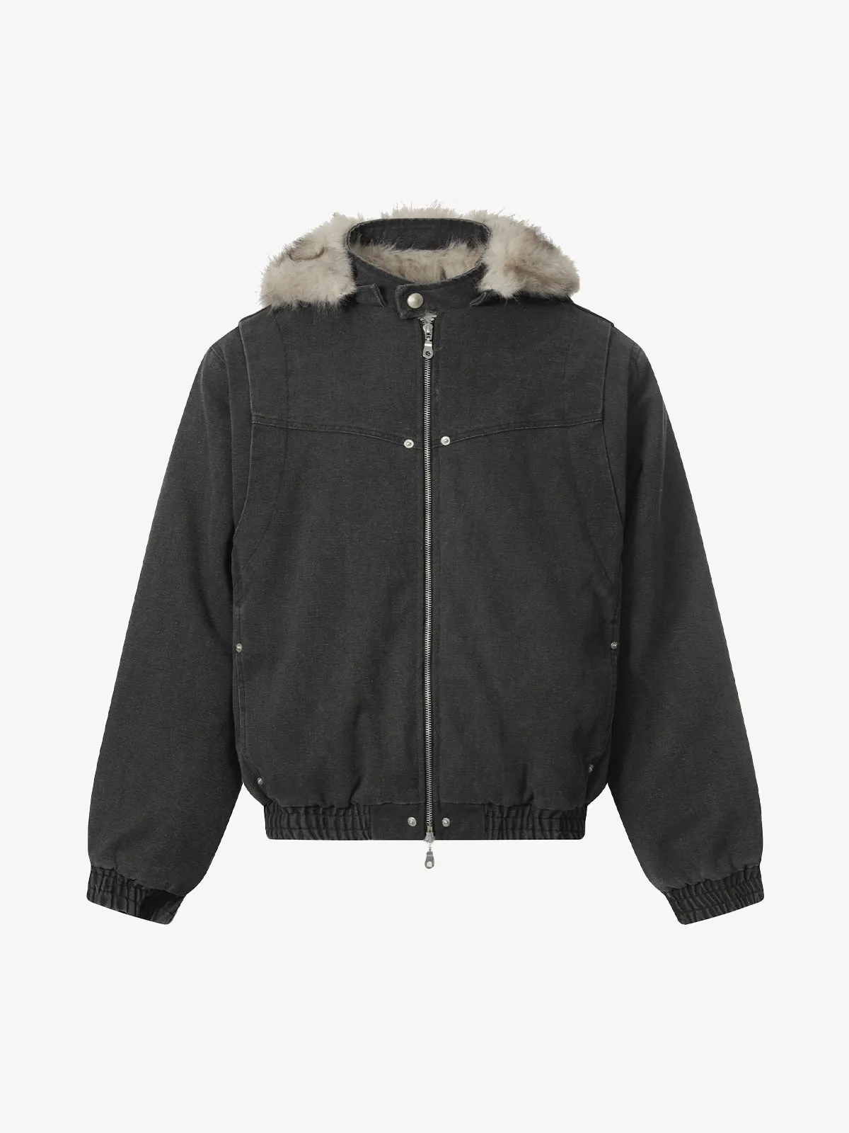 Street Outdoor Detachable Fur Collar Fleece Hooded Padded Jacket sold by Thesupermade product image thumbnail 2