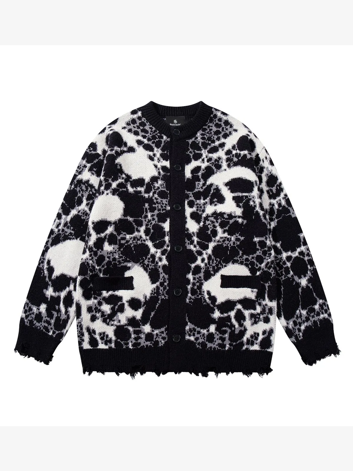 Vintage Skull Leopard Jacquard Knitted Cardigan sold by Thesupermade product image thumbnail 2