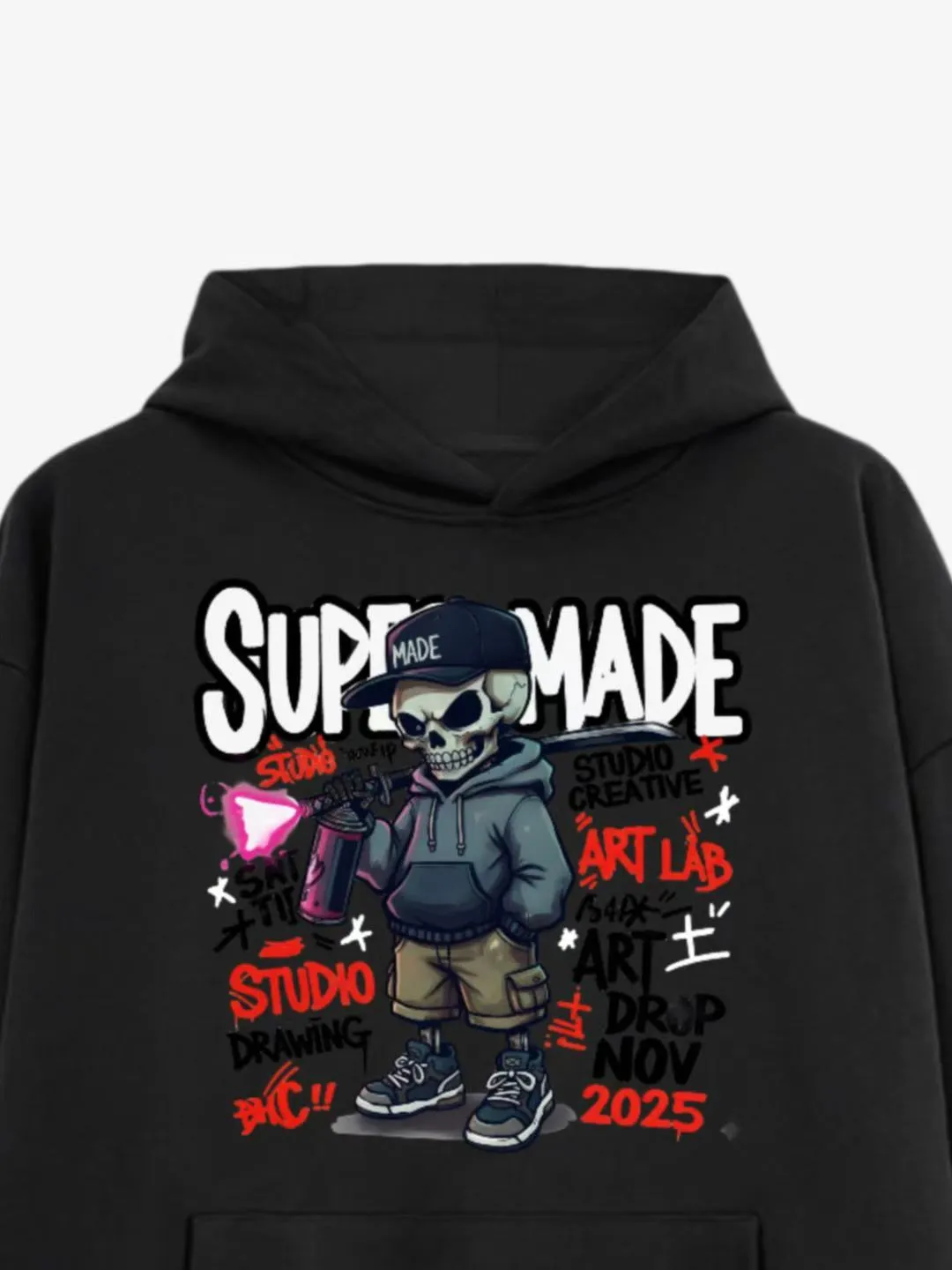 Street Graffiti Skull Character Graphic Hoodie sold by Thesupermade product image thumbnail 3
