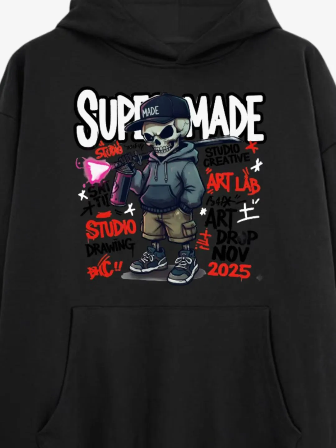 Street Graffiti Skull Character Graphic Hoodie sold by Thesupermade product image thumbnail 4