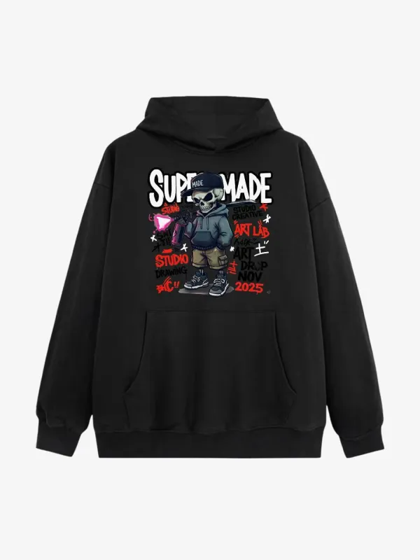 Street Graffiti Skull Character Graphic Hoodie sold by Thesupermade