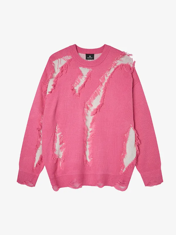 Vintage Street Distressed Ripped Knit Sweater sold by Thesupermade