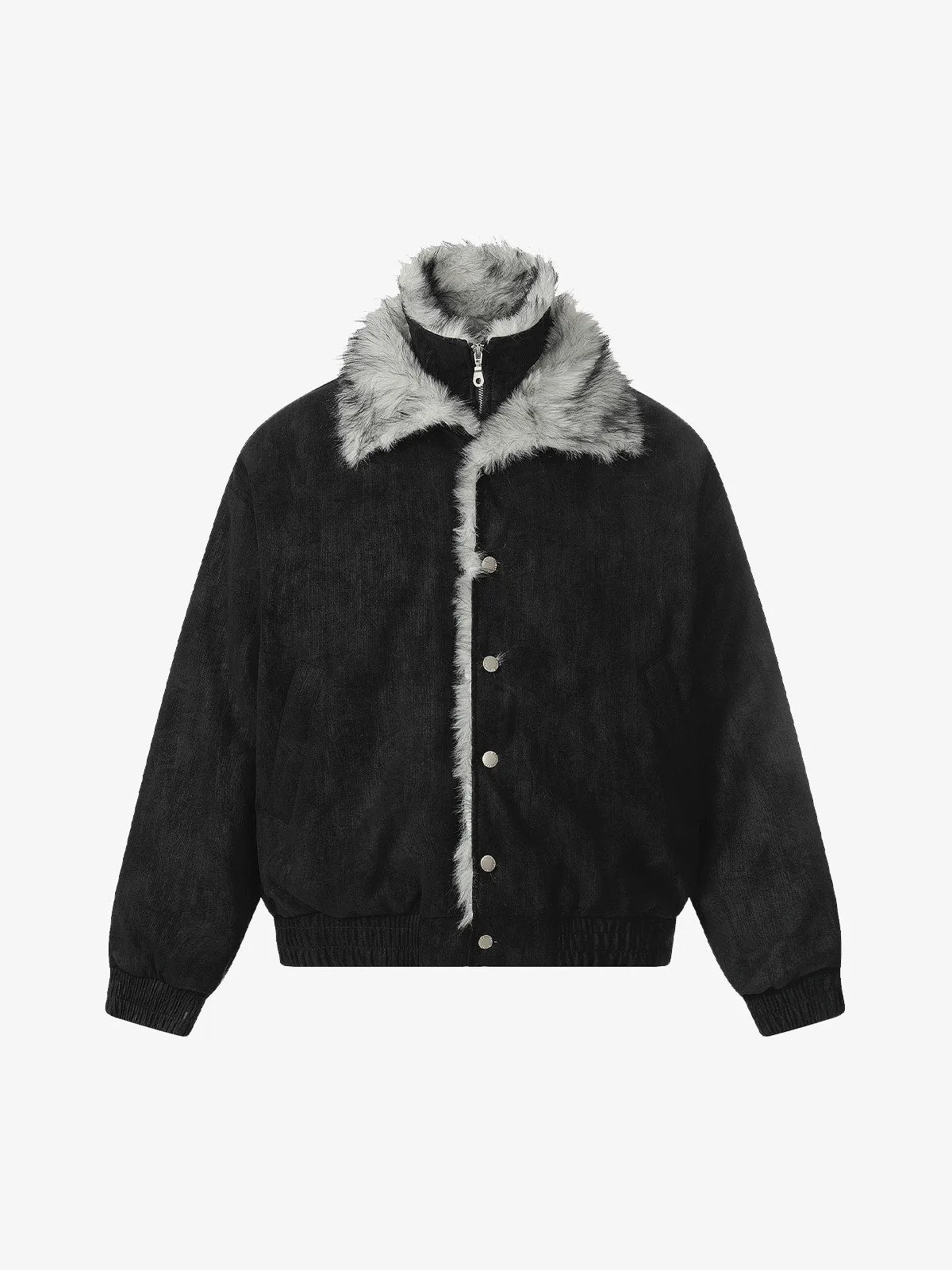 Vintage Dual-layer Collar Fleece-lined Zipper Jacket sold by Thesupermade product image thumbnail 2