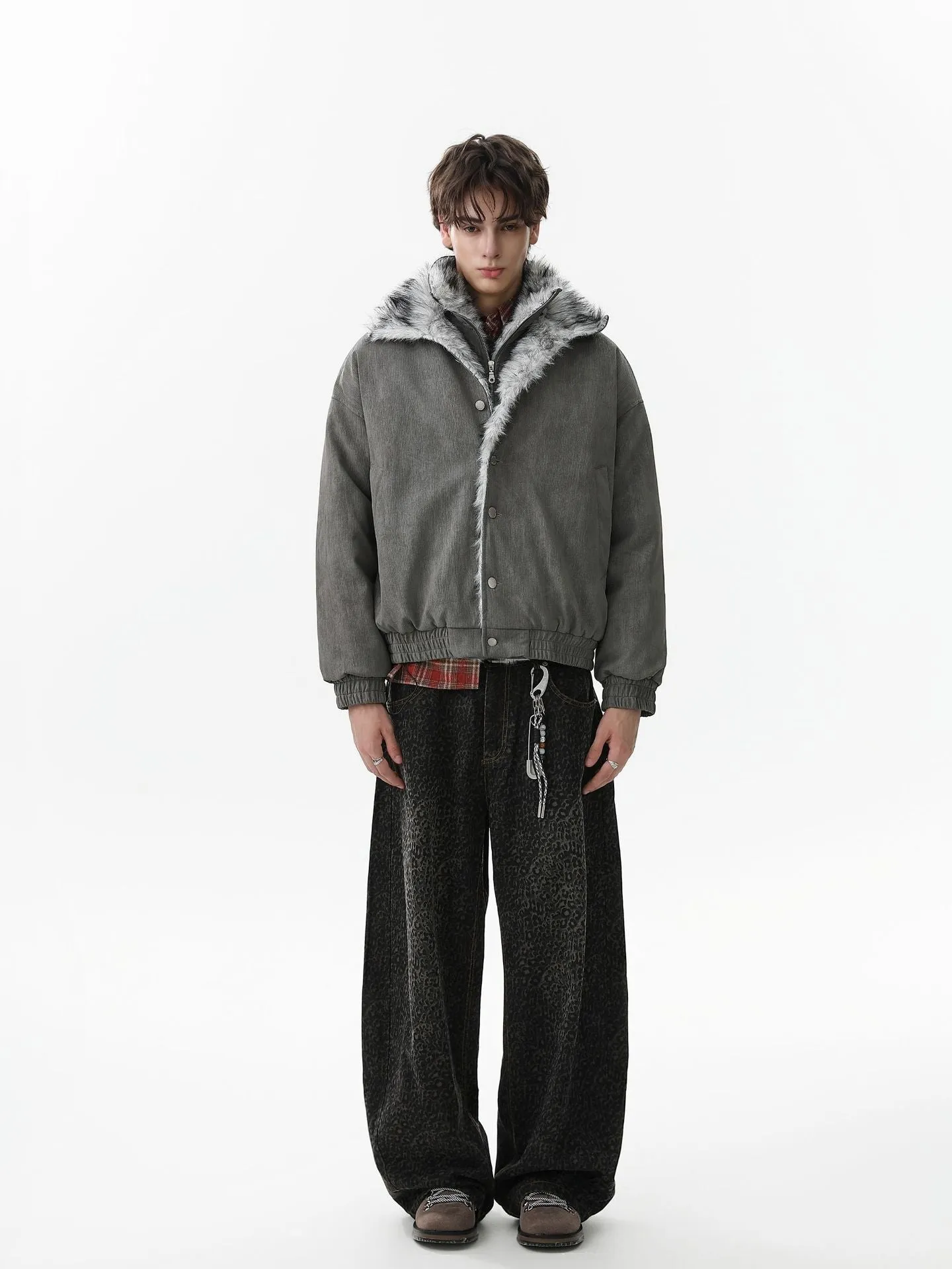 Vintage Dual-layer Collar Fleece-lined Zipper Jacket sold by Thesupermade product image thumbnail 5