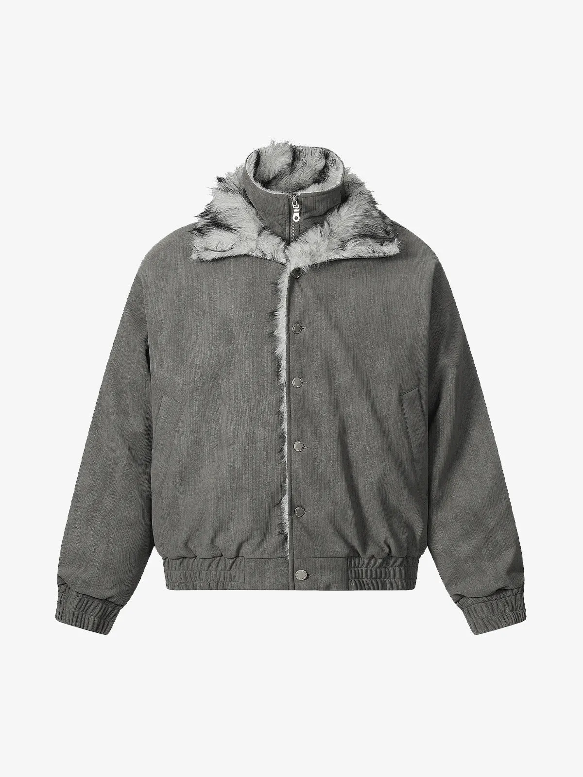 Vintage Dual-layer Collar Fleece-lined Zipper Jacket sold by Thesupermade