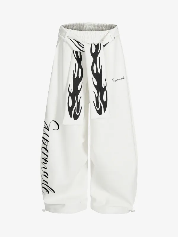 High Street Flame Print Baggy Sweatpants sold by Thesupermade