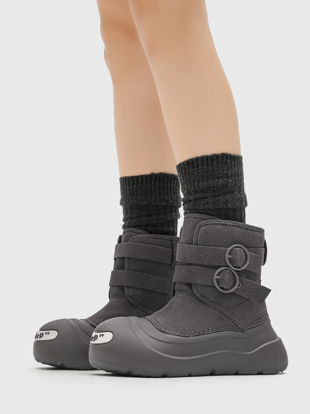 Waterproof Suede Strap Fleece-Lined Mid-Calf Boots - 2530 sold by Thesupermade product image thumbnail 3