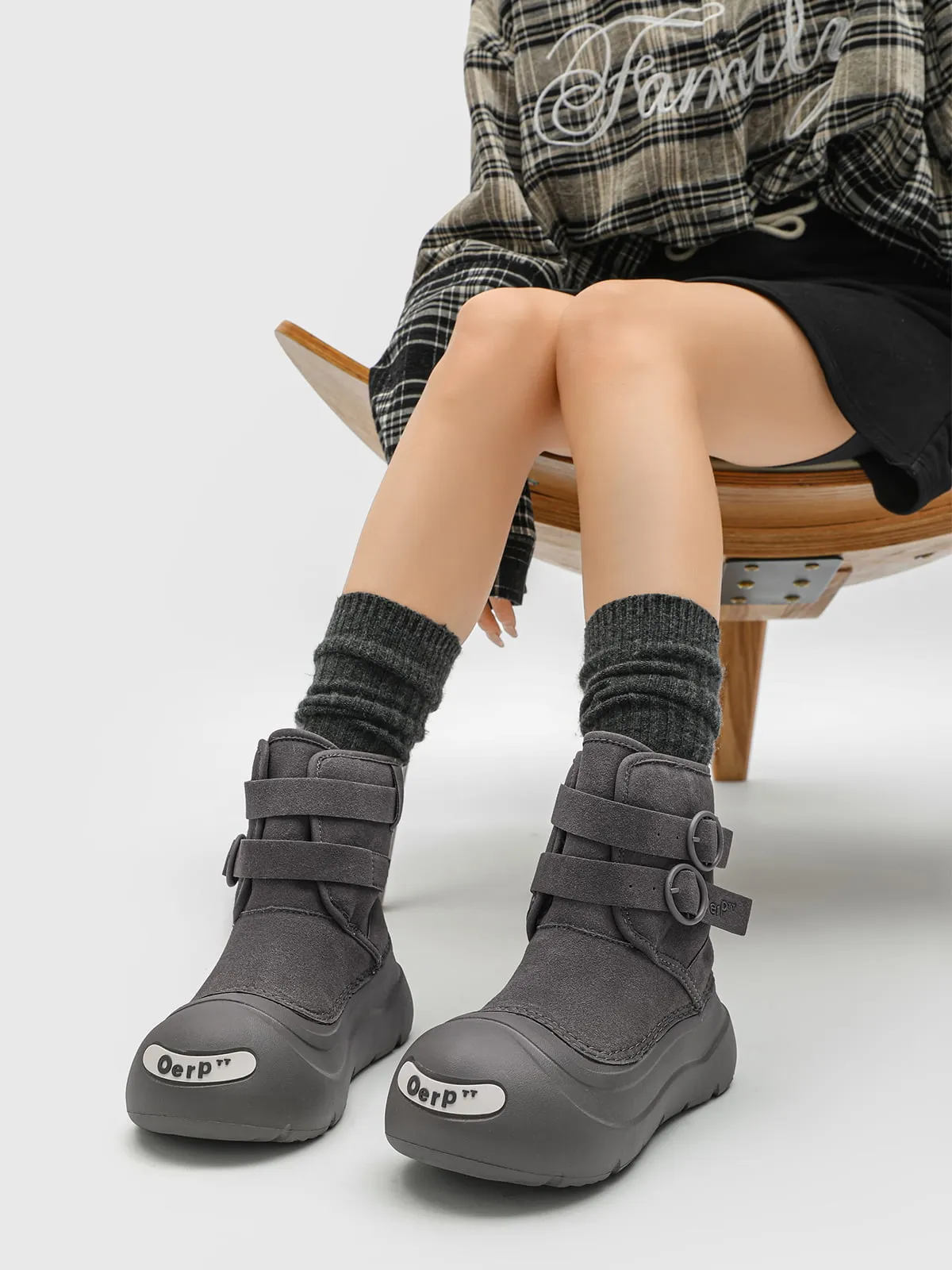 Waterproof Suede Strap Fleece-Lined Mid-Calf Boots - 2530 sold by Thesupermade product image thumbnail 5