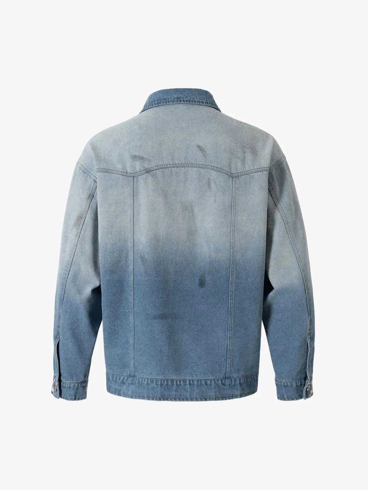 Denim Gradient-Dyed Floral Embroidered Jacket sold by Thesupermade product image thumbnail 2