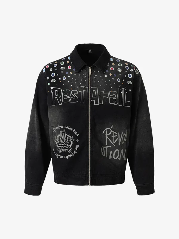 Spray-Dyed Gradient Multi-Layered Print Jacket sold by Thesupermade