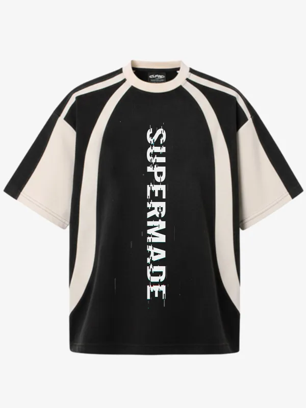 Vertical Glitch Art Deconstruction Contrast Color Stitching Print T-shirt sold by Thesupermade