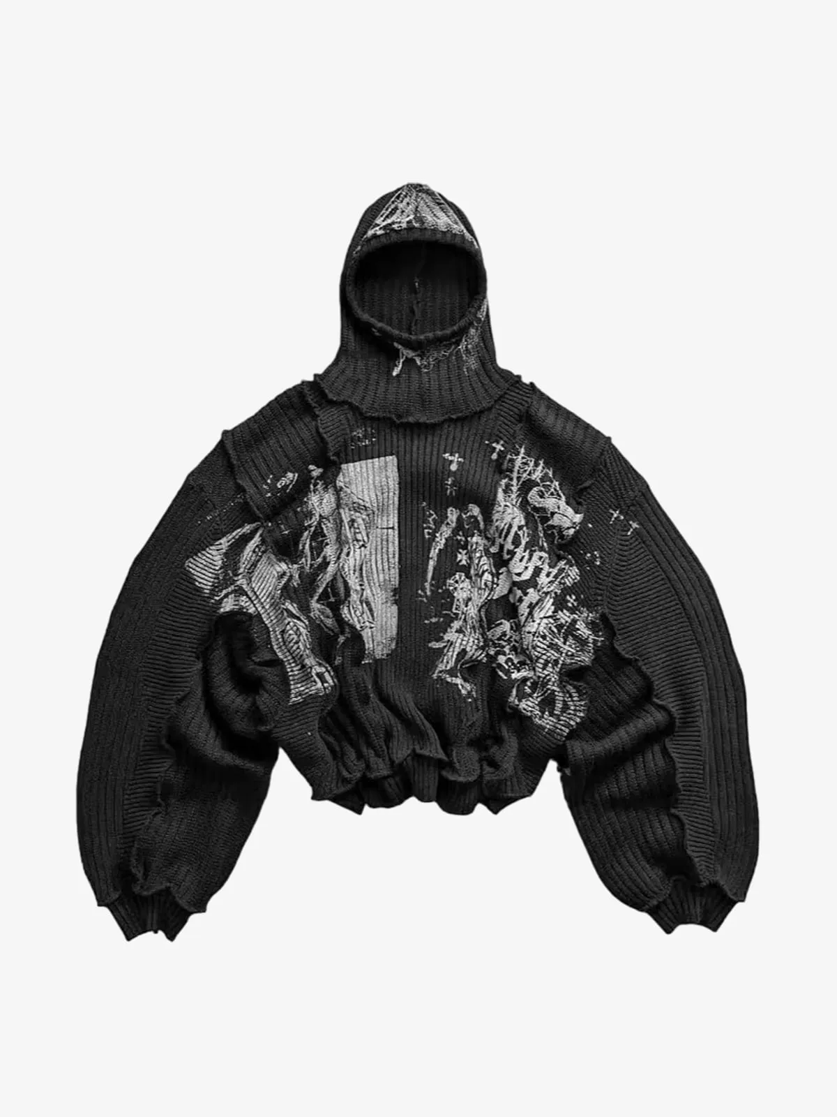 Dark Deconstructed Balloon Hooded Sweater sold by Thesupermade