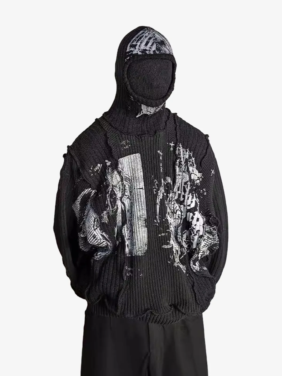 Dark Deconstructed Balloon Hooded Sweater sold by Thesupermade product image thumbnail 3