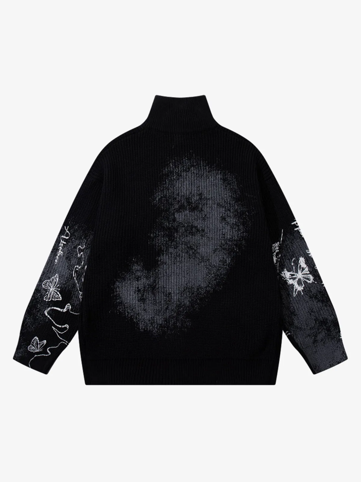 Ink-Splashed Butterfly Jacquard Zip Knit Sweater sold by Thesupermade product image thumbnail 4