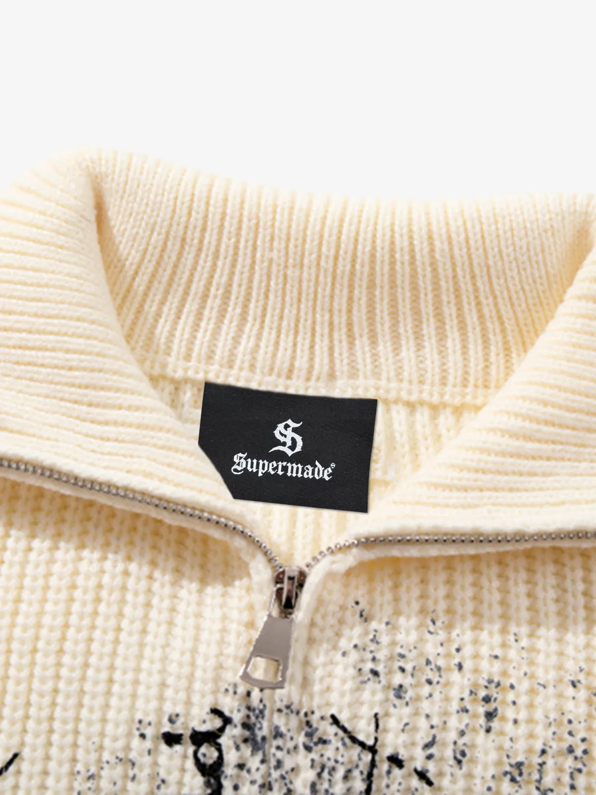 Ink-Splashed Butterfly Jacquard Zip Knit Sweater sold by Thesupermade product image thumbnail 5