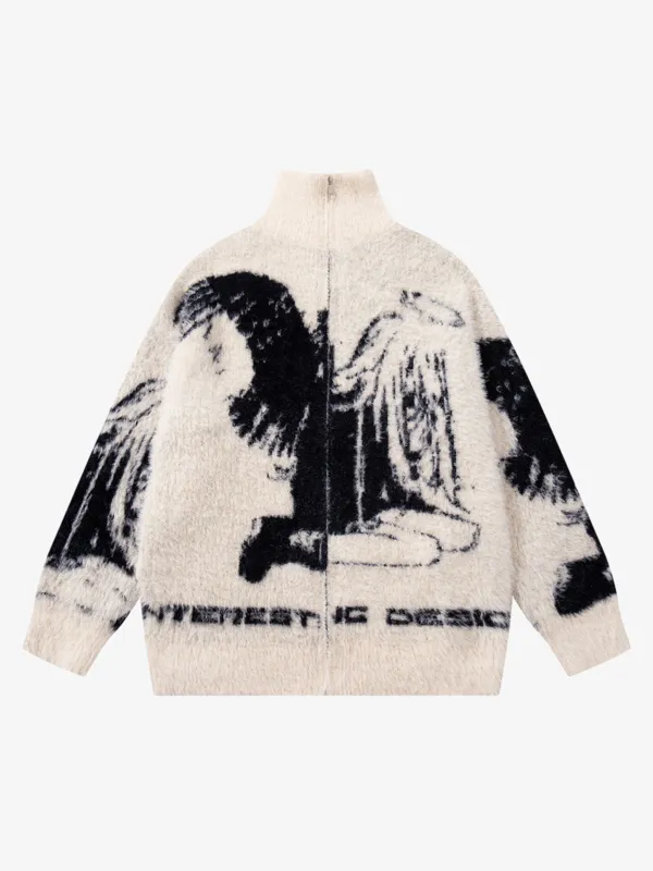 Street Subculture Angel Jacquard Cardigan Sweater sold by Thesupermade