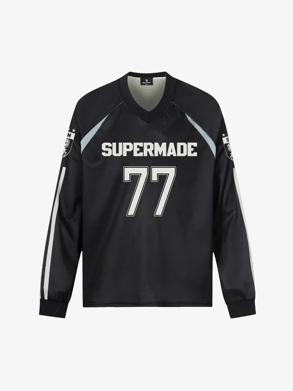 Street Jersey 77 Digital Print Striped Long Sleeve T-Shirt sold by Thesupermade