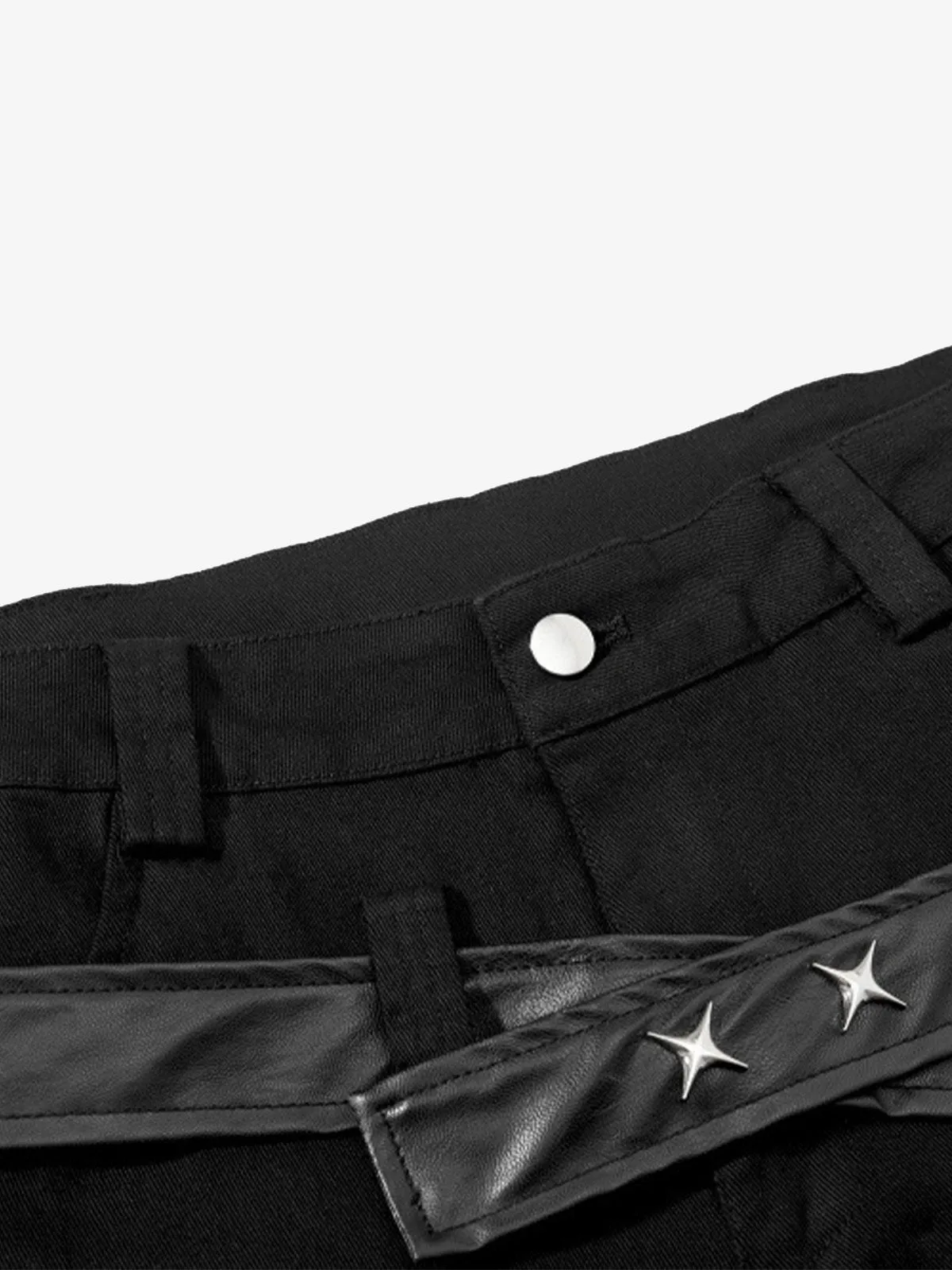 Vintage Heavy Pleated PU Leather Stitch Patchwork Flared Pants sold by Thesupermade product image thumbnail 3