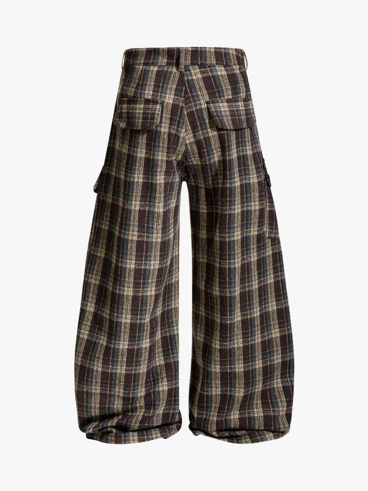 Vintage Plaid Pleated Multi-Pocket Cargo Casual Pants - 2524 sold by Thesupermade product image thumbnail 2
