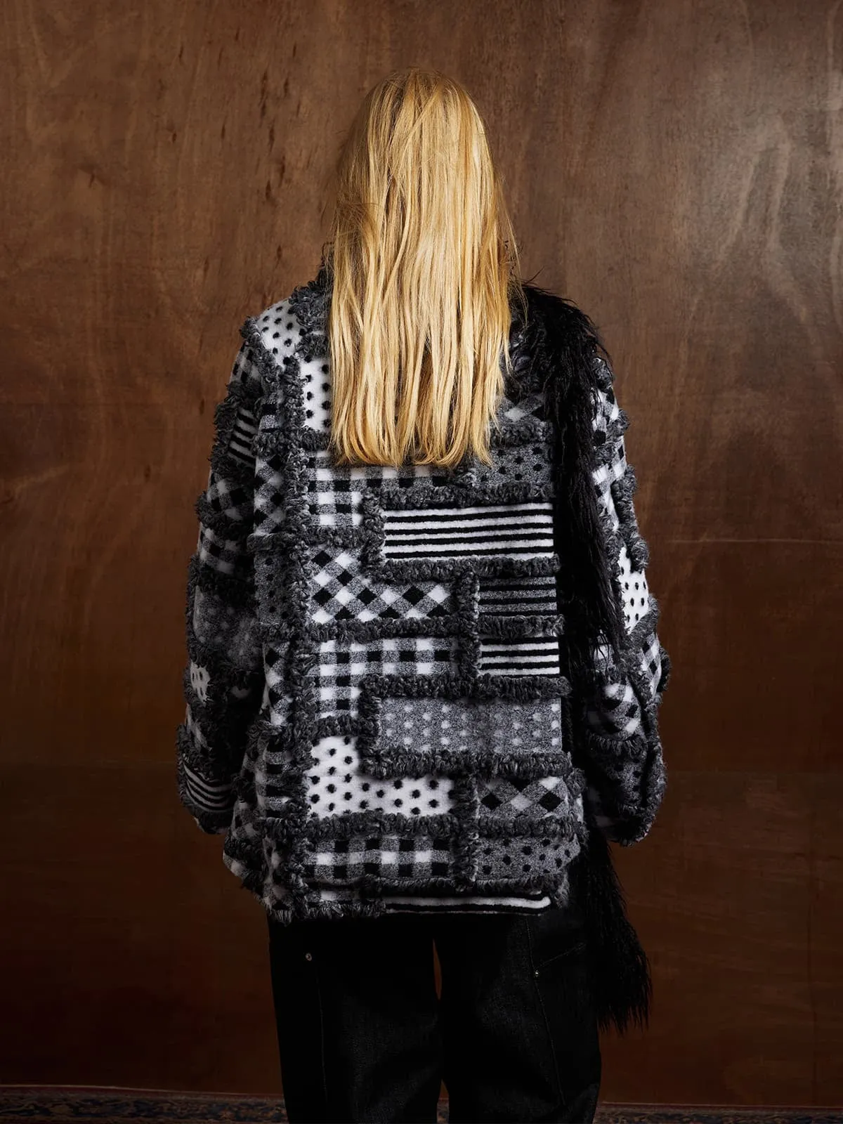 Vintage Plaid Polka Dot Reversible Sherpa Cotton Jacket sold by Thesupermade product image thumbnail 3