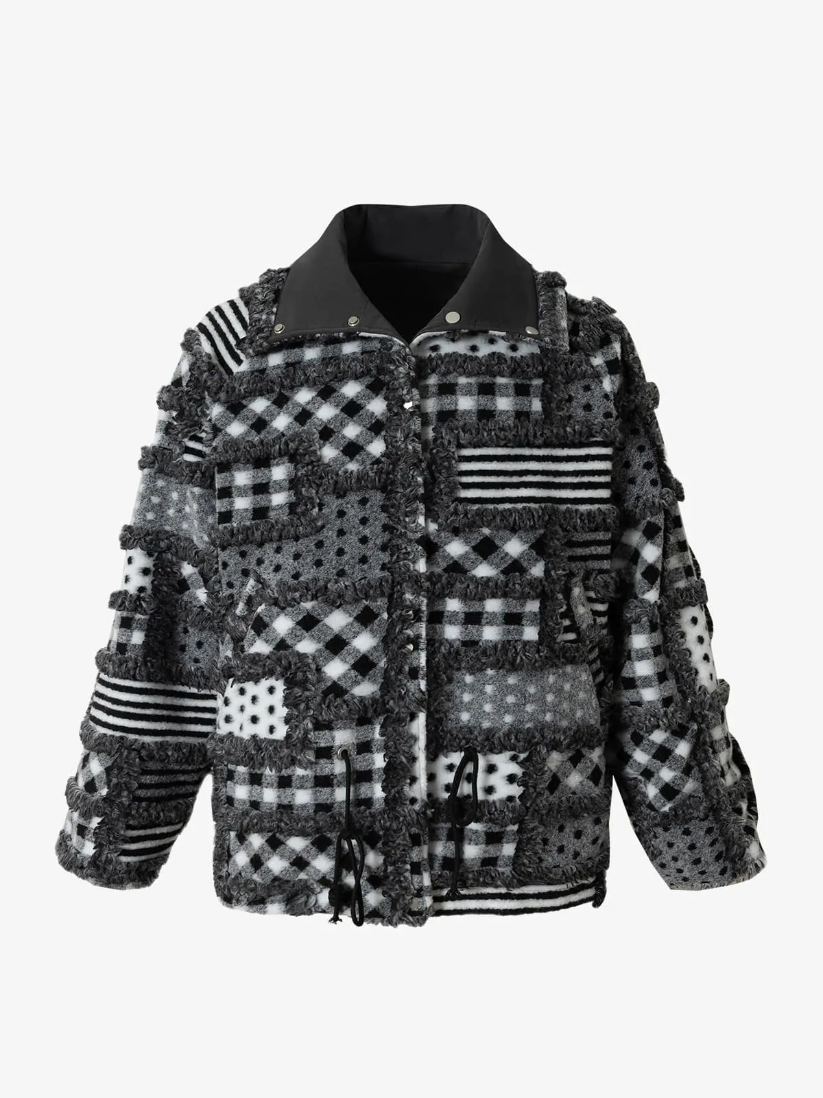 Vintage Plaid Polka Dot Reversible Sherpa Cotton Jacket sold by Thesupermade