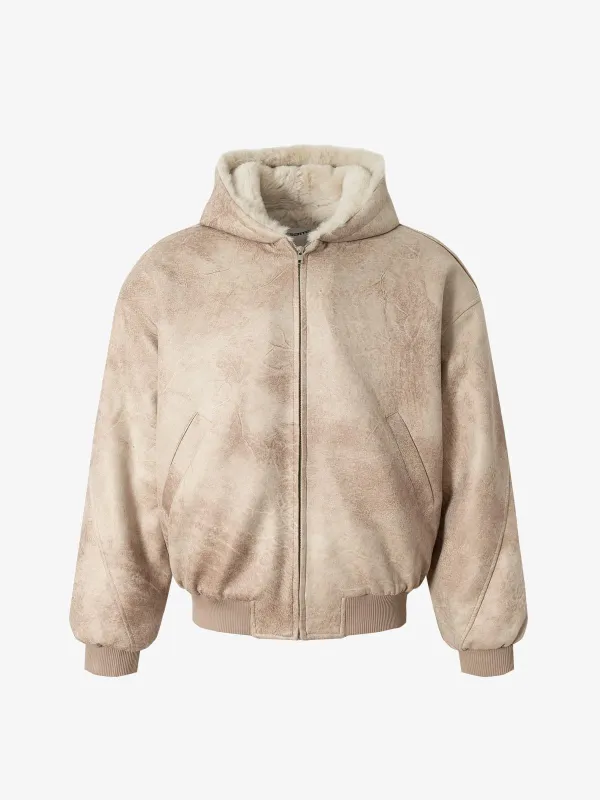 Vintage Velvet Hooded Sherpa-Lined Cotton Coat sold by Thesupermade