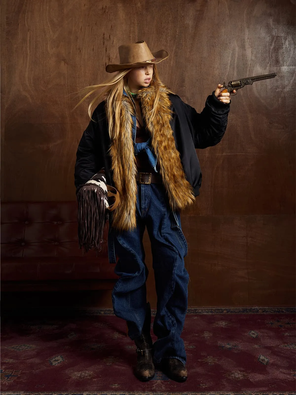 Street Dark Shadow Fur Collar Quilted Bomber Jacket sold by Thesupermade product image thumbnail 2