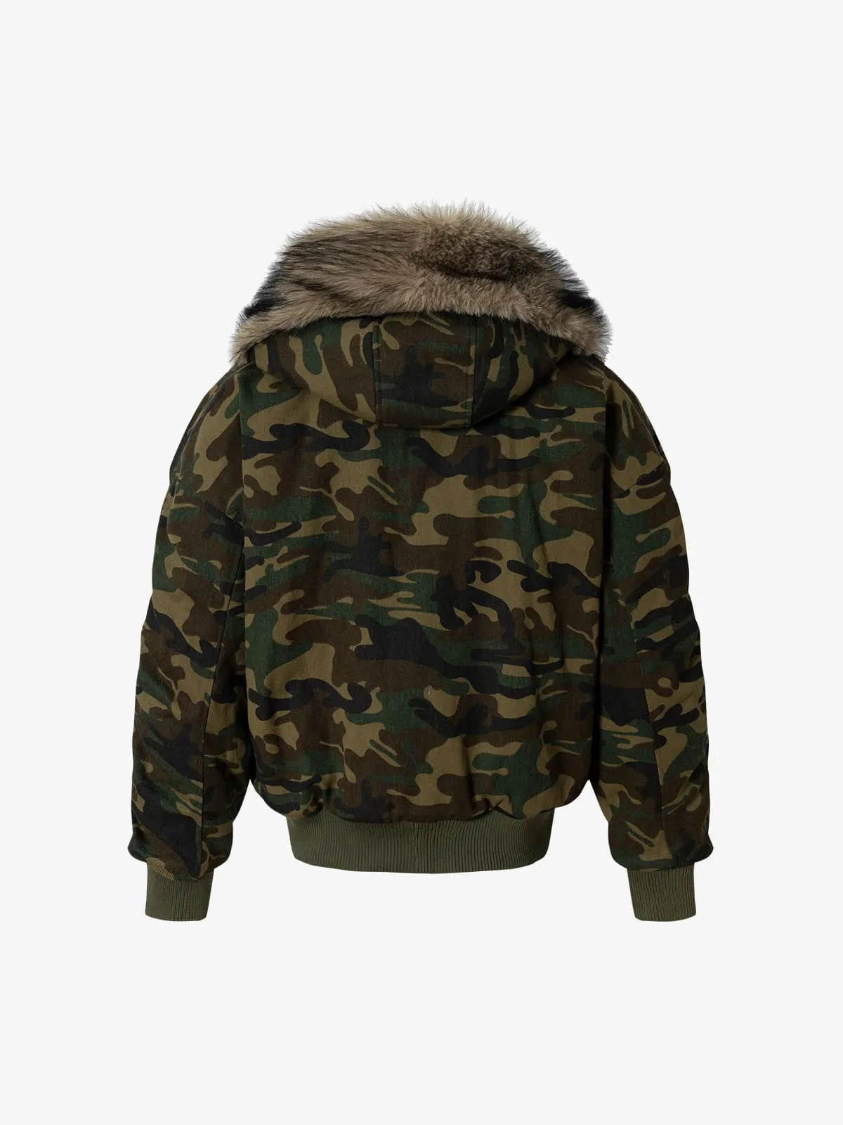 Vintage Camouflage Fur Collar Quilted Hooded Bomber Jacket sold by Thesupermade product image thumbnail 3