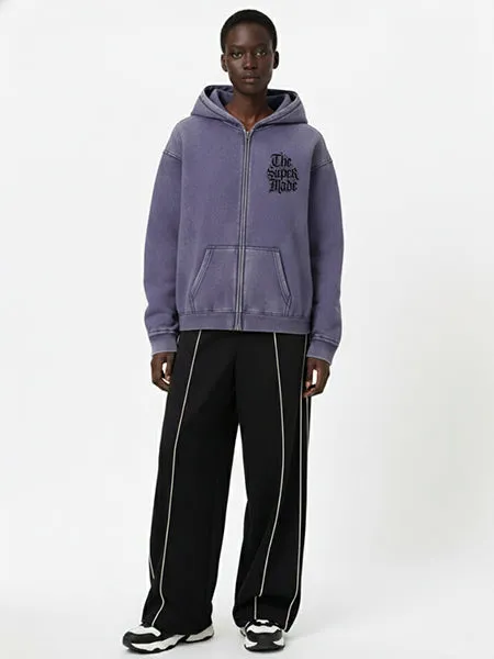 Streetwear Washed Distressed Double Zipper Sketch Skull Clock Graphic Hoodie sold by Thesupermade product image thumbnail 4