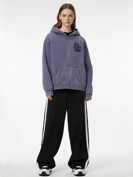 Streetwear Washed Distressed Double Zipper Sketch Skull Clock Graphic Hoodie sold by Thesupermade product image thumbnail 5