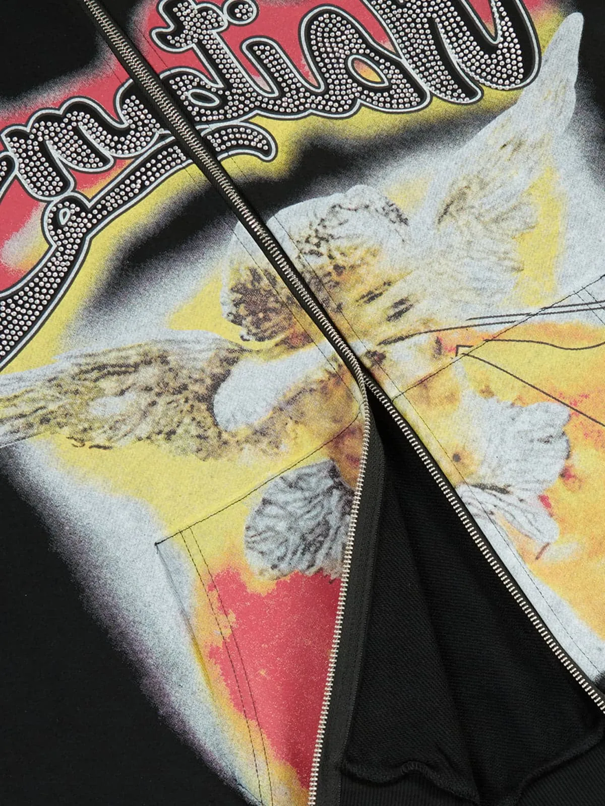 Retro Hip-Hop Cupid Rhinestone Zip Up Hoodie sold by Thesupermade product image thumbnail 5