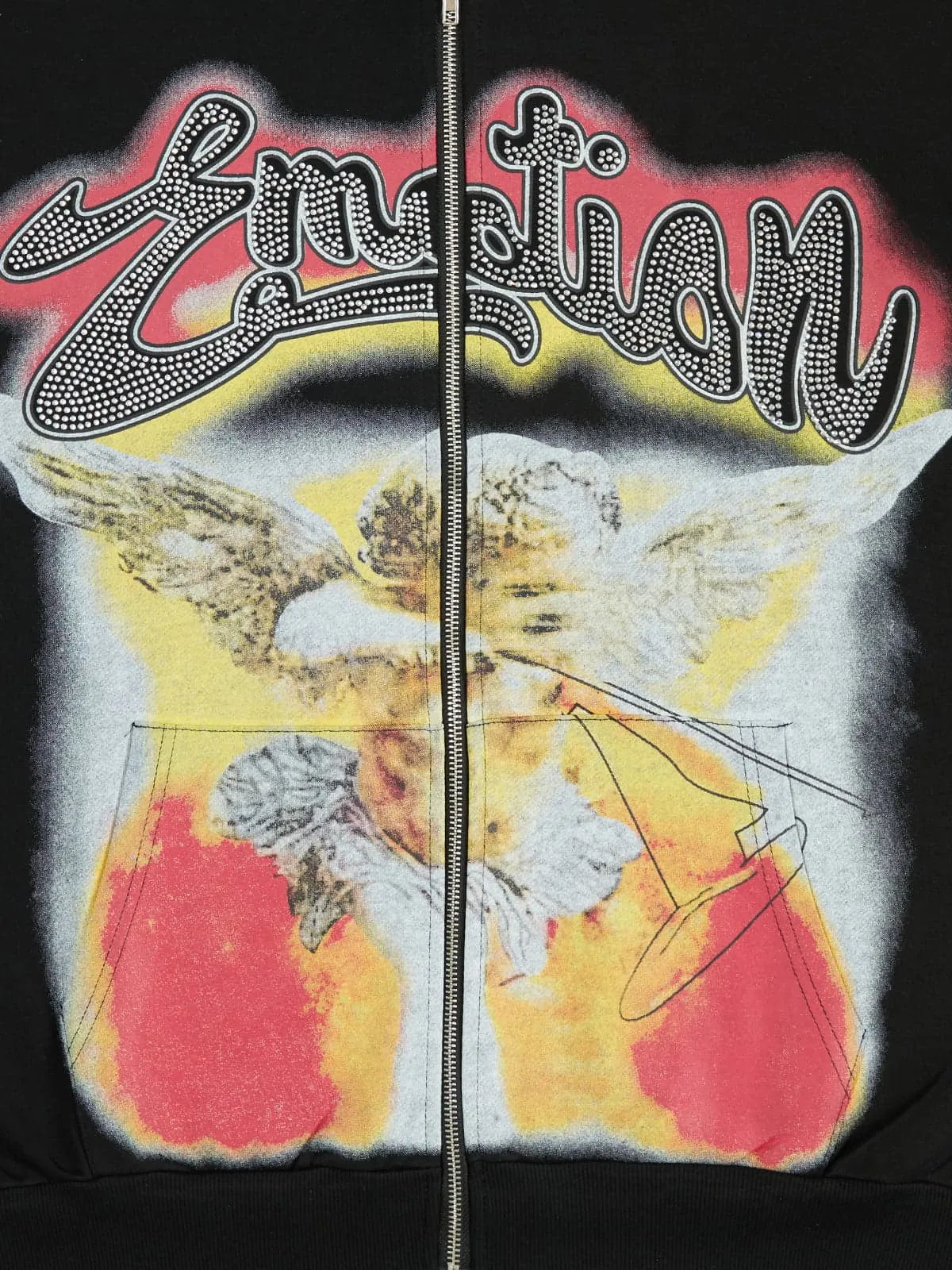 Retro Hip-Hop Cupid Rhinestone Zip Up Hoodie sold by Thesupermade product image thumbnail 3