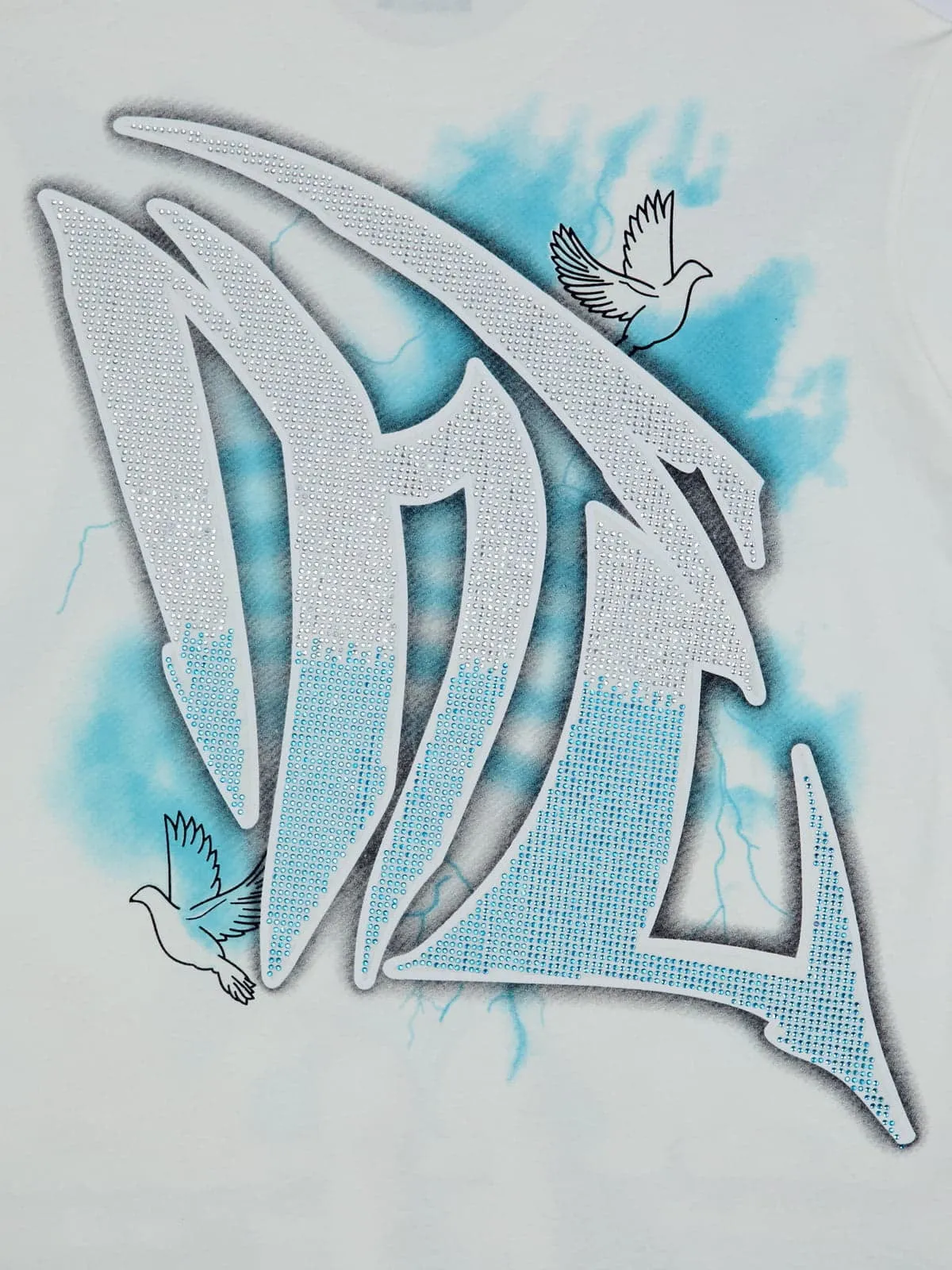 Retro Street Peace Dove Angel Rhinestone T-Shirt sold by Thesupermade product image thumbnail 4