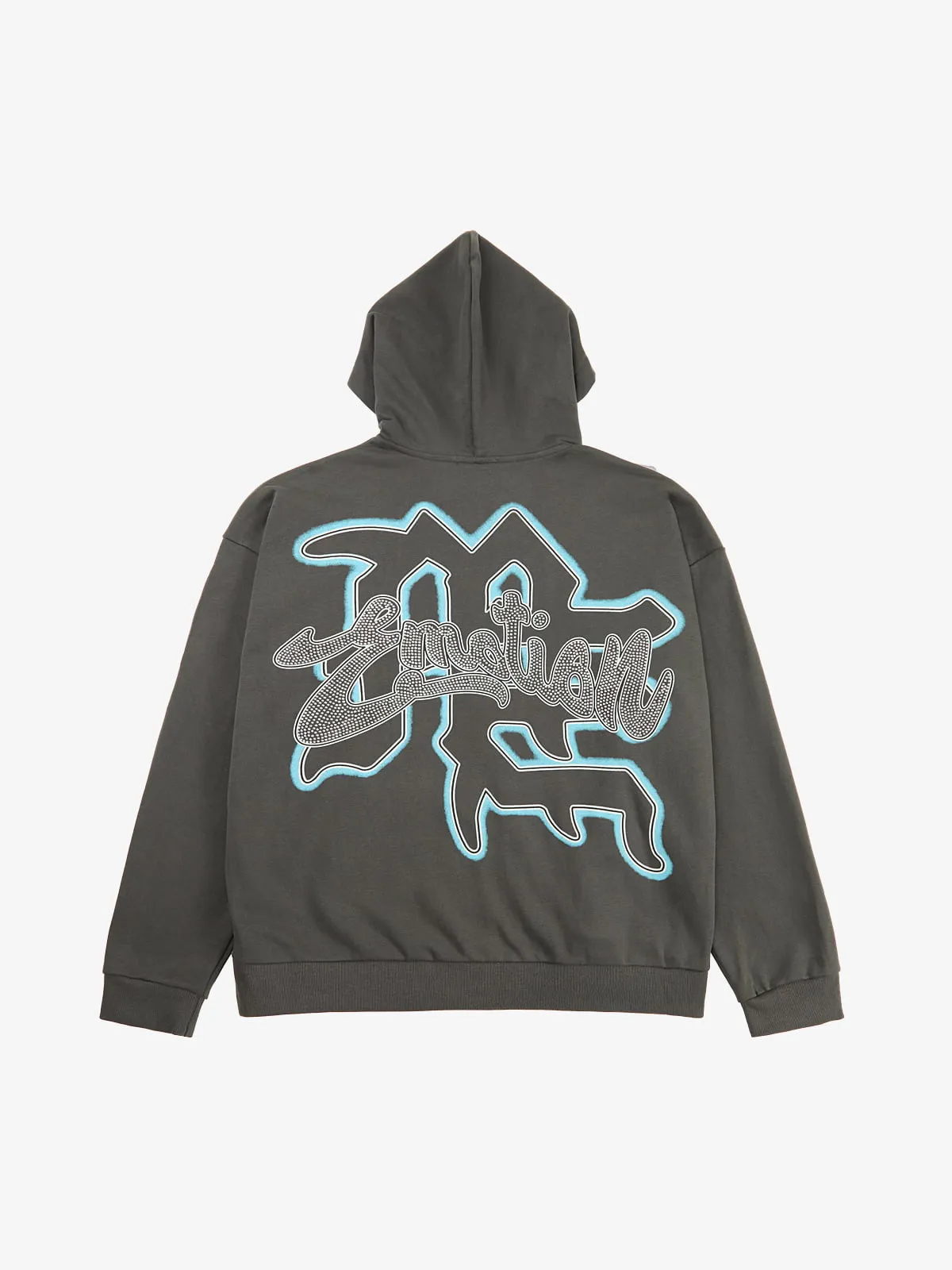 Vintage Blindfolded Angel Rhinestone Zip-Up Hoodie sold by Thesupermade product image thumbnail 2