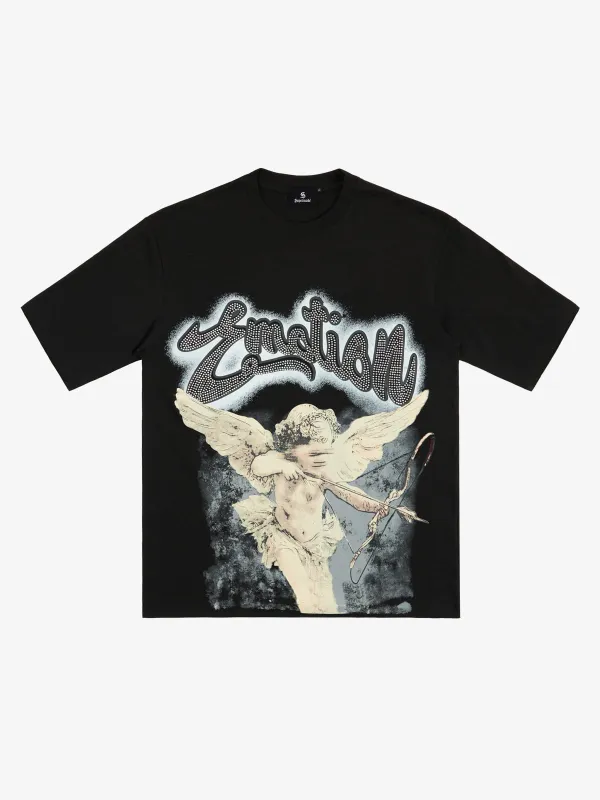 Retro Cupid Rhinestone Graphic T-Shirt sold by Thesupermade