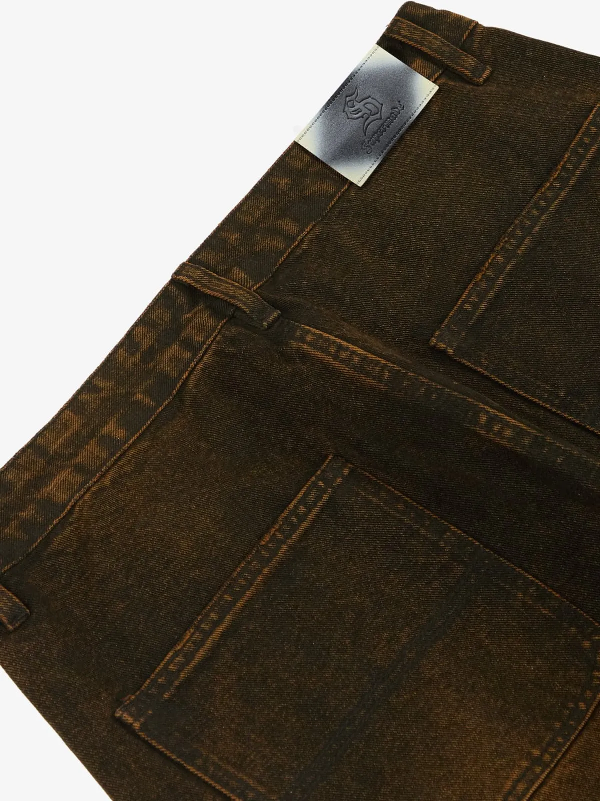 Vintage Mud-Dyed Wash Deconstructed Patchwork Jeans sold by Thesupermade product image thumbnail 4