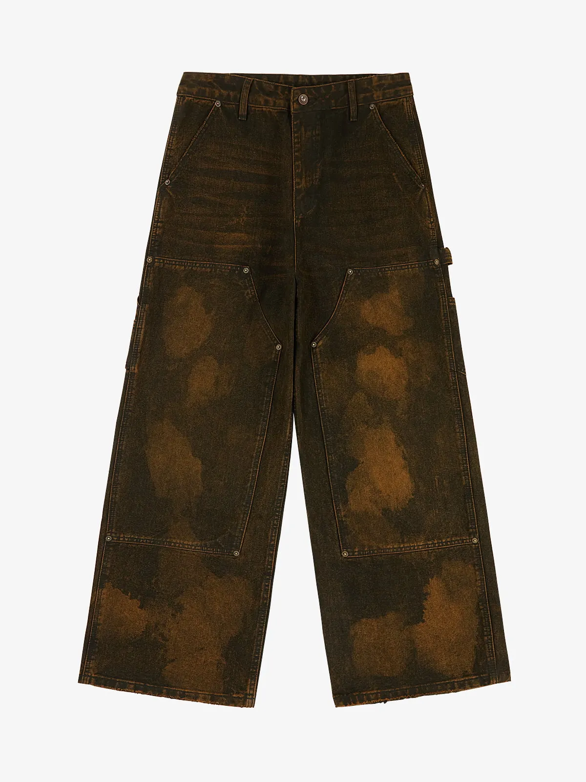 Vintage Mud-Dyed Wash Deconstructed Patchwork Jeans sold by Thesupermade