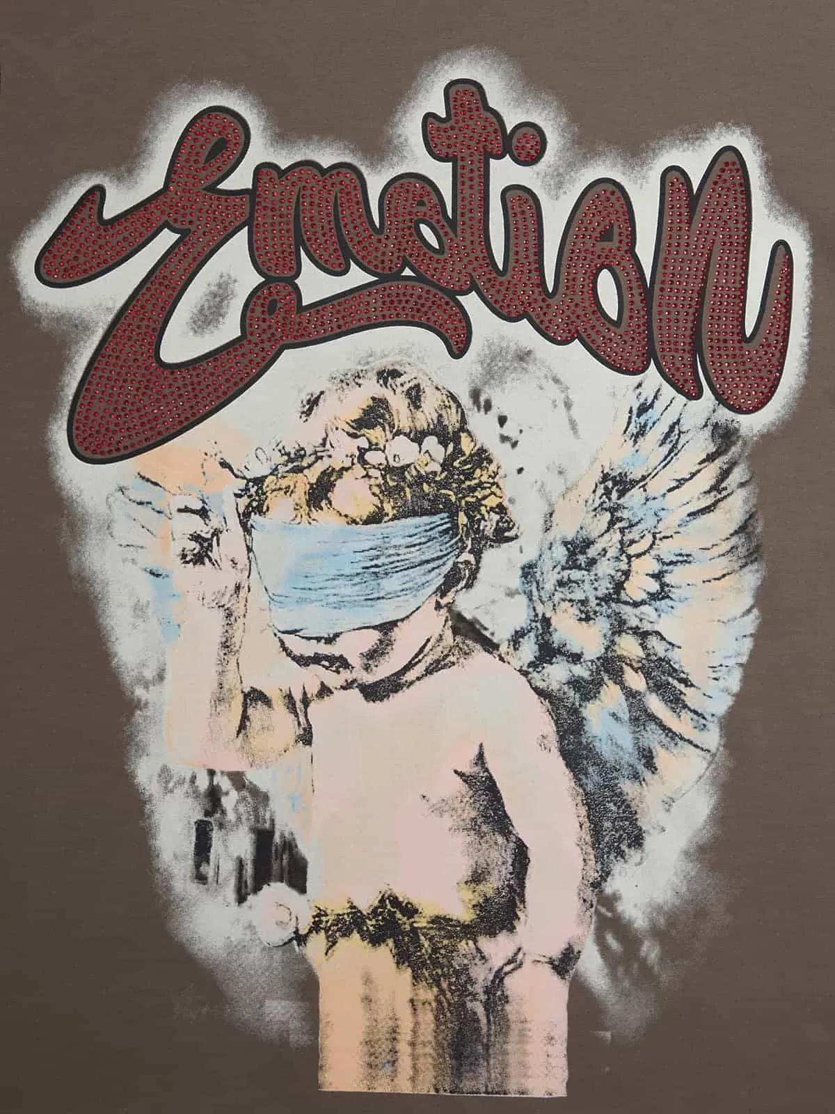 Retro Blindfold Angel Rhinestone Letter Graphic T-Shirt sold by Thesupermade product image thumbnail 3