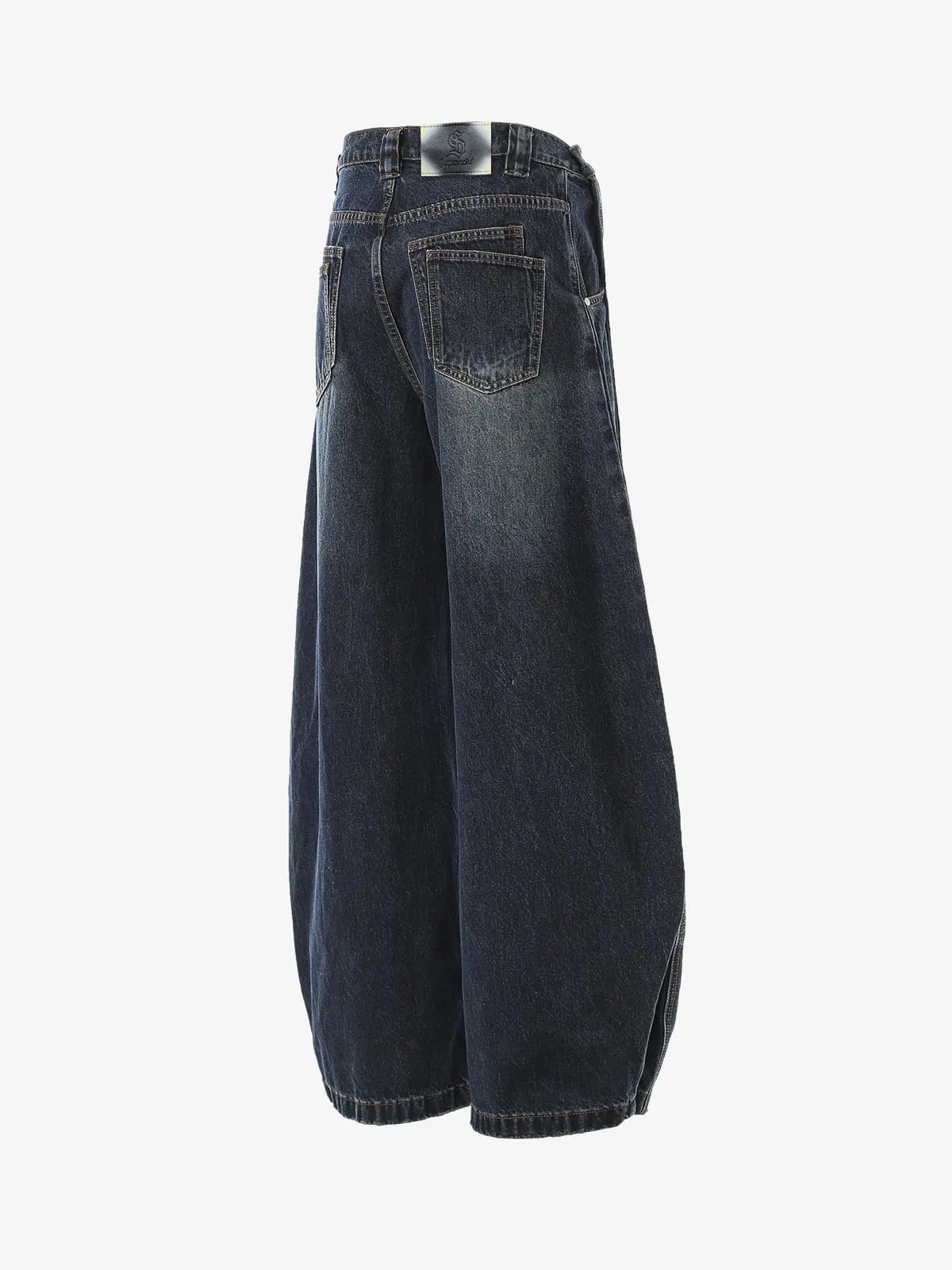 Vintage Washed Wide-Leg Double Seam Distressed Barrel Jeans sold by Thesupermade product image thumbnail 3