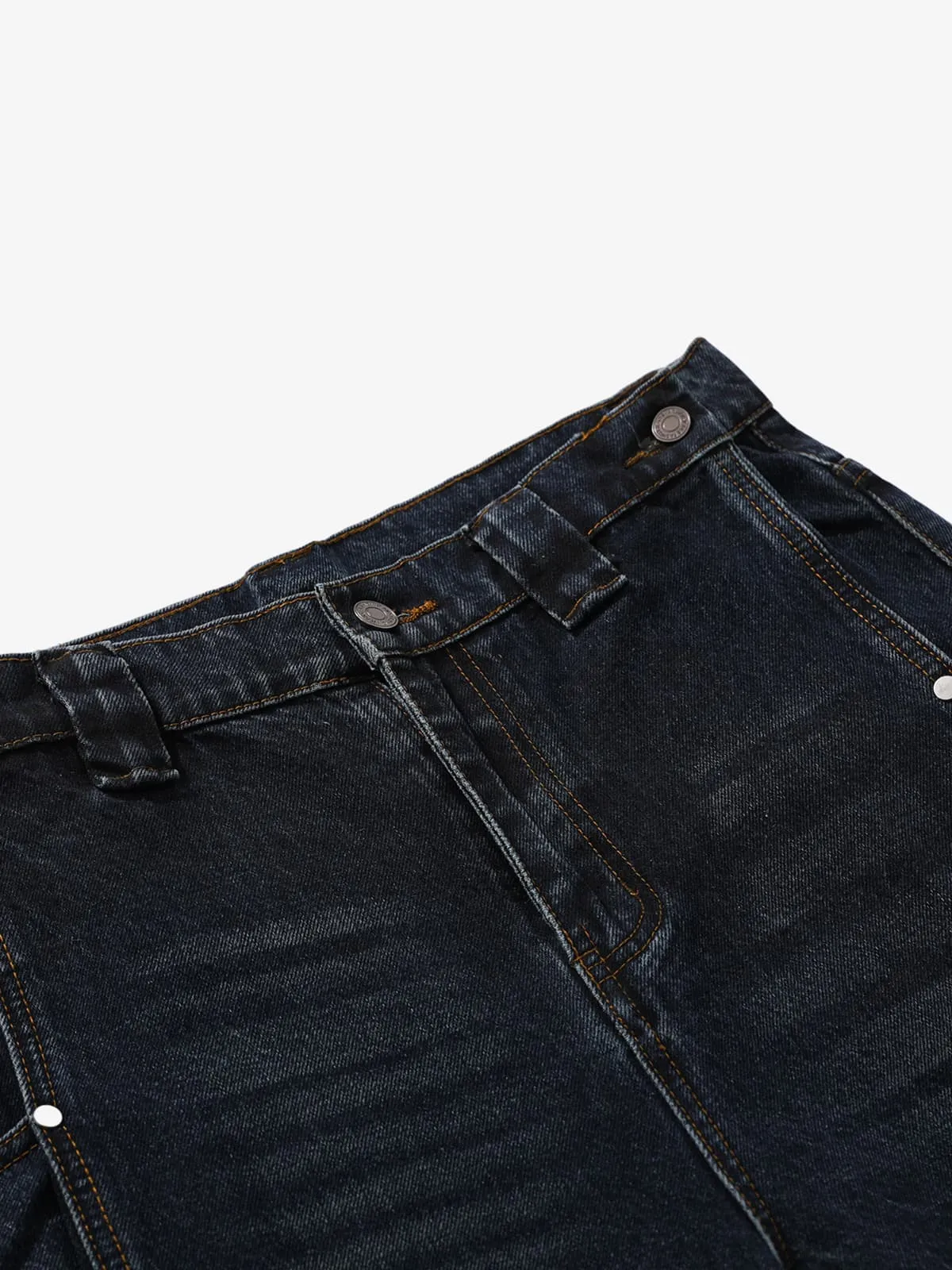 Vintage Washed Wide-Leg Double Seam Distressed Barrel Jeans sold by Thesupermade product image thumbnail 5