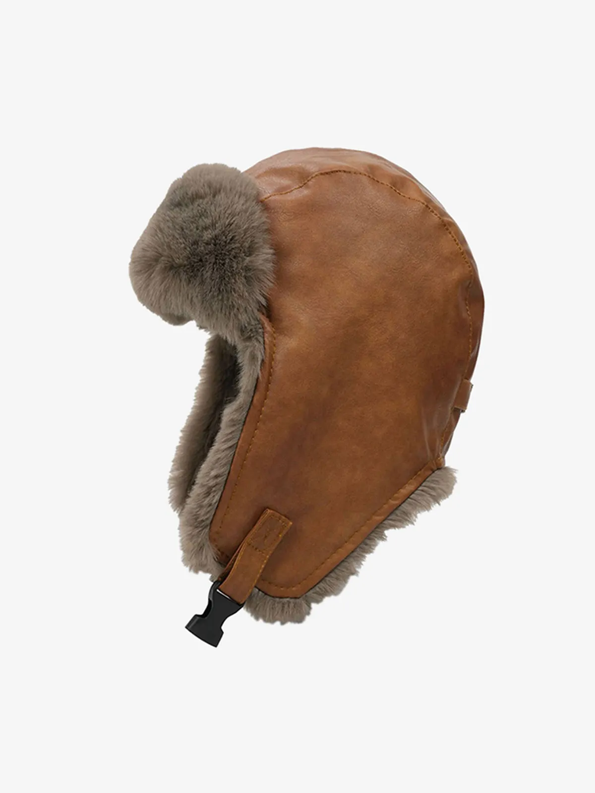 Vintage Distressed Leather Plush Trapper Hat sold by Thesupermade product image thumbnail 4