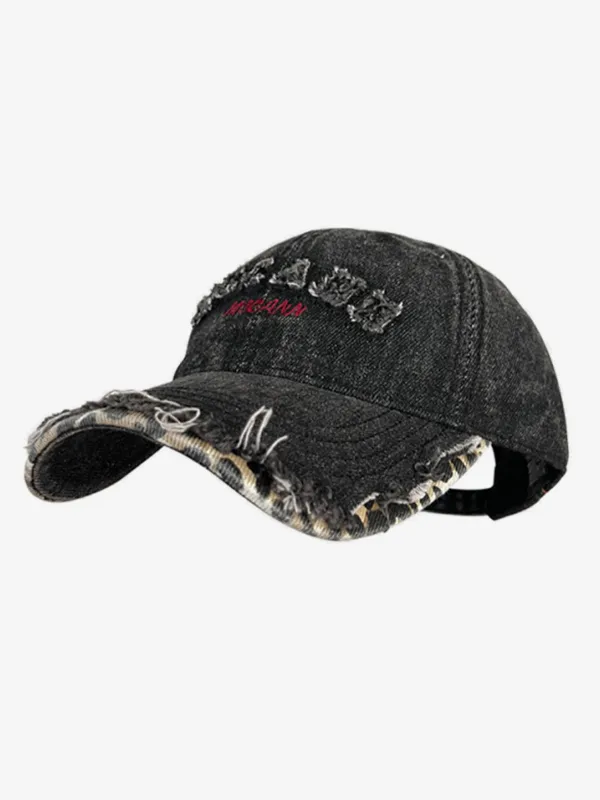 Street Washed Distressed Letter Embroidered Baseball Cap sold by Thesupermade
