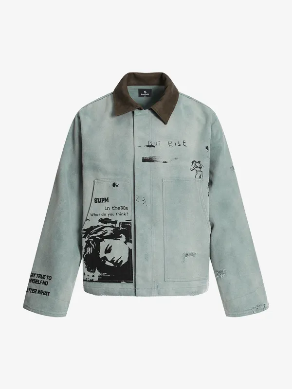 Vintage Washed Distressed Barn Work Jacket - 2582 made by Thesupermade