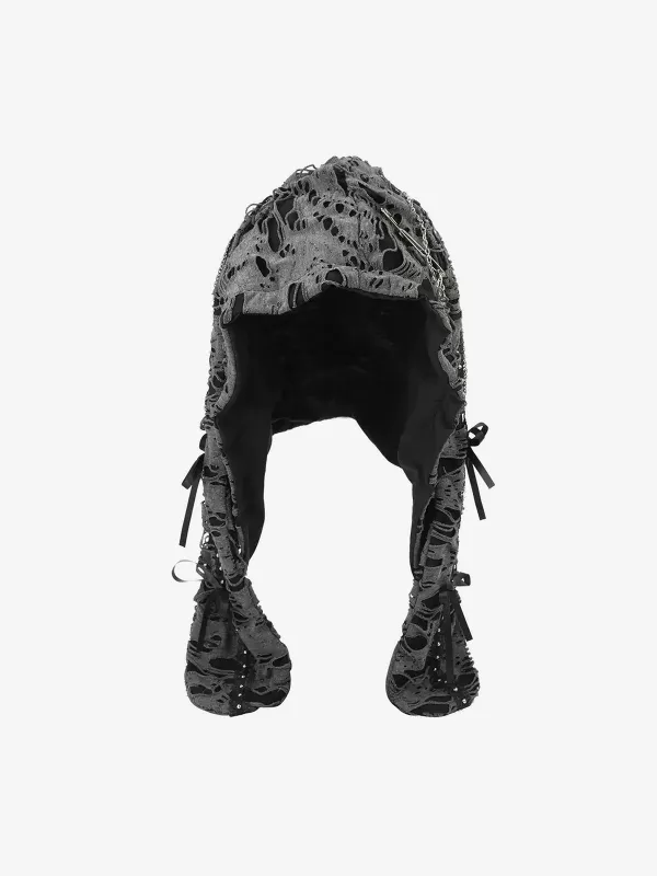 Punk Gothic Lace-Up Bow Earflap Trapper Hat sold by Thesupermade