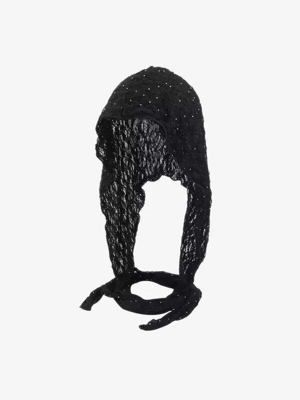 Vintage Lace Hollow Crochet Long Strap Headscarf Hat sold by Thesupermade