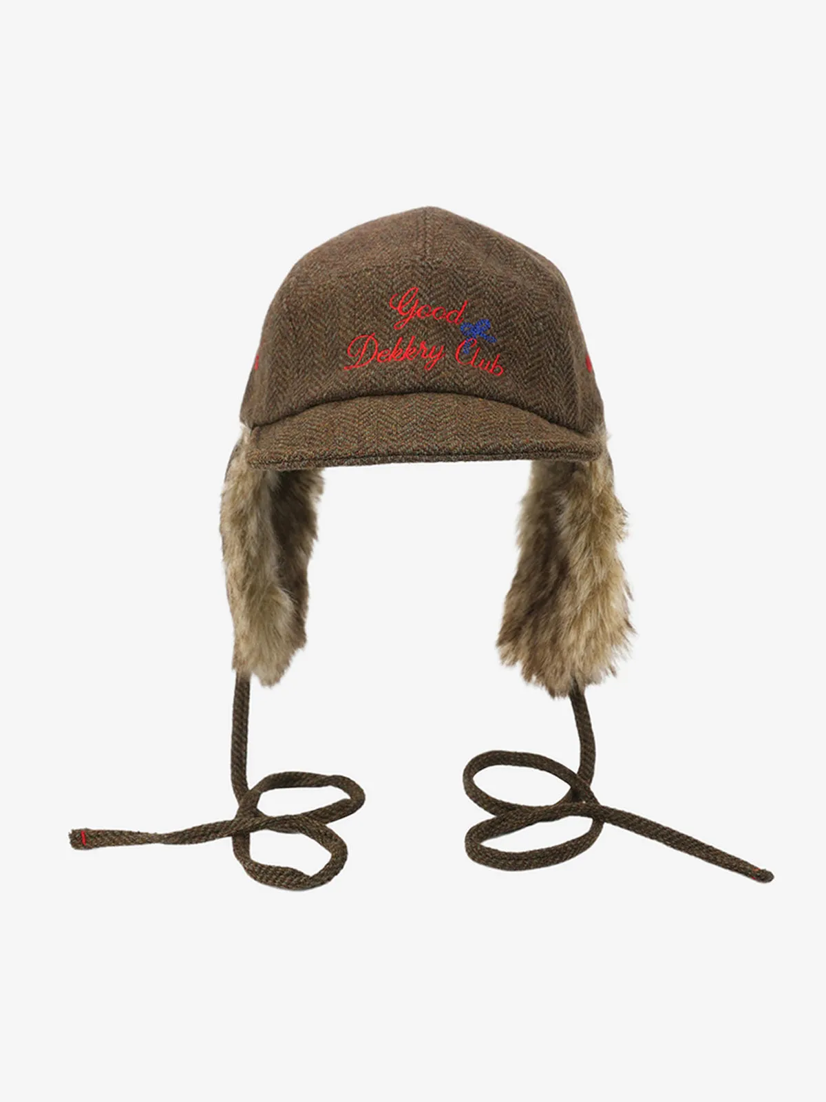 Retro Tweed Plush Earflap Embroidered Letter Cap sold by Thesupermade product image thumbnail 5